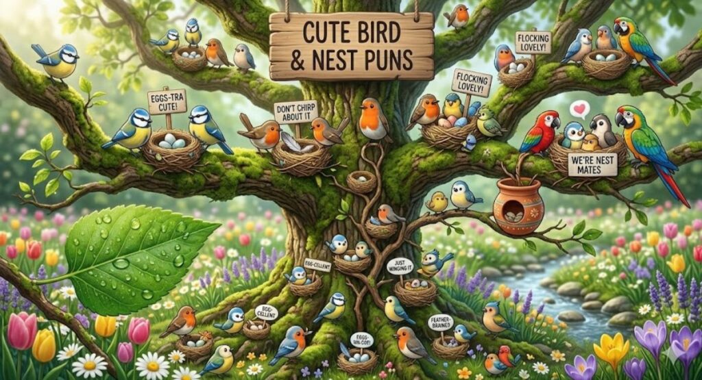 Cute Bird & Nest Puns
