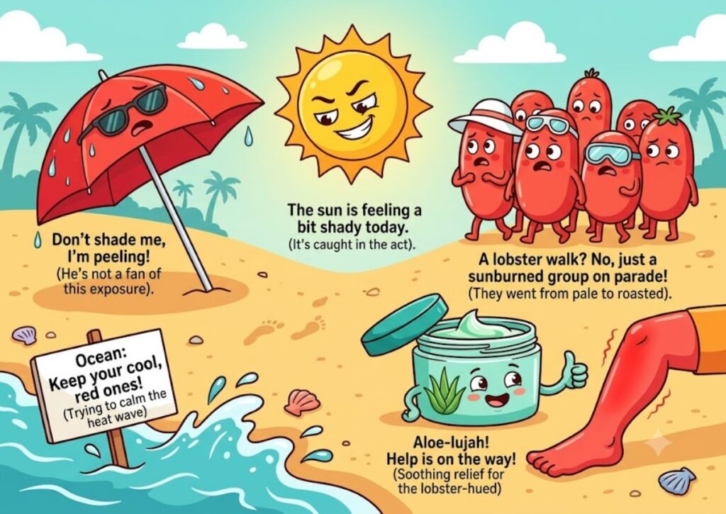 Short Funny Sunburn Puns