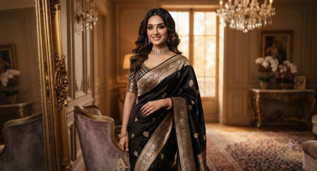 Black Saree Captions