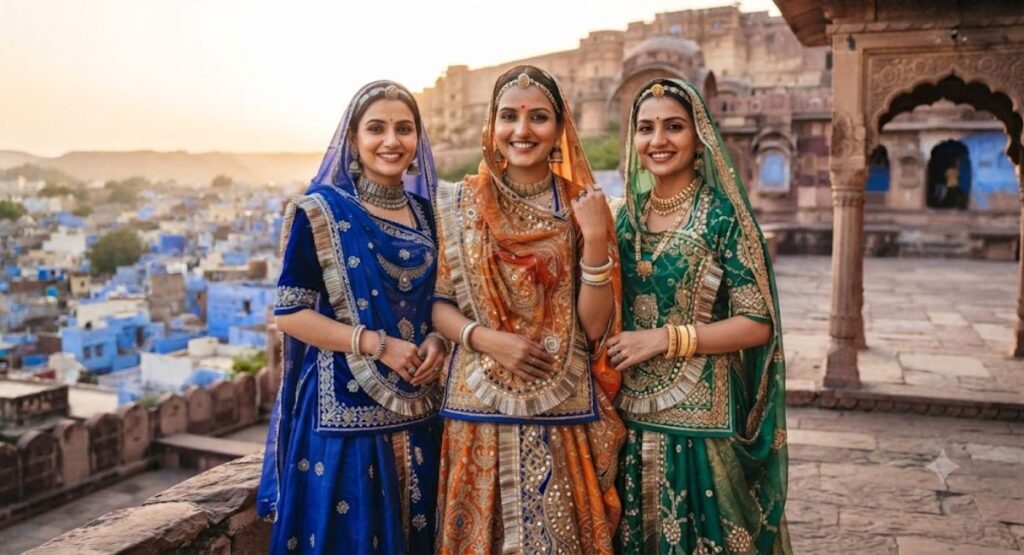 Captions for Rajasthani Saree Look 