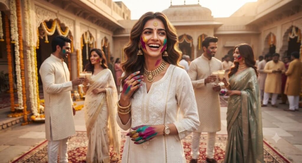 One Line Caption for Holi