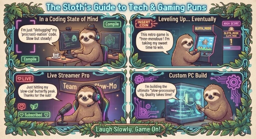 Tech & Gaming Sloth Puns
