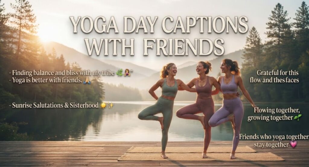 Yoga Day Captions with Friends