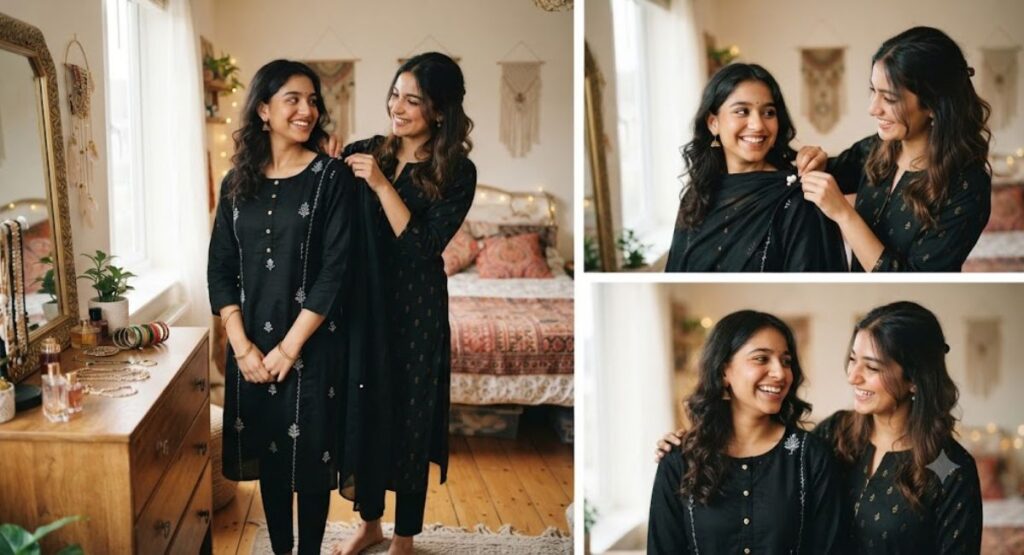 Aesthetic Black Kurti Captions for Instagram