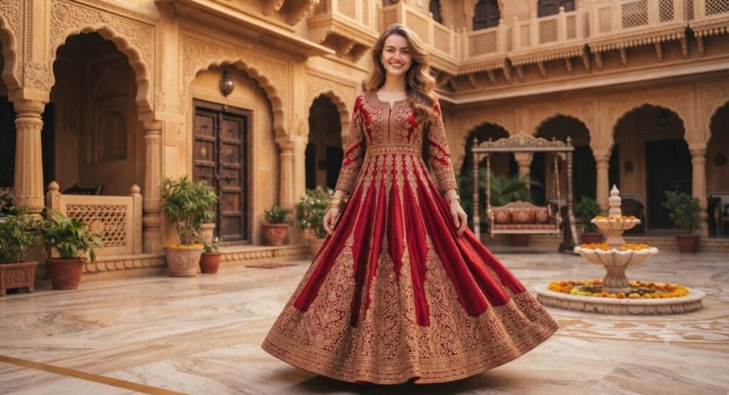 Aesthetic Red Kurti Captions