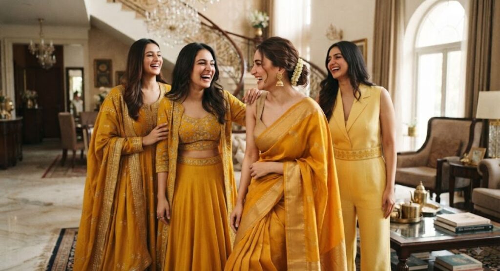 Aesthetic Yellow Saree Captions
