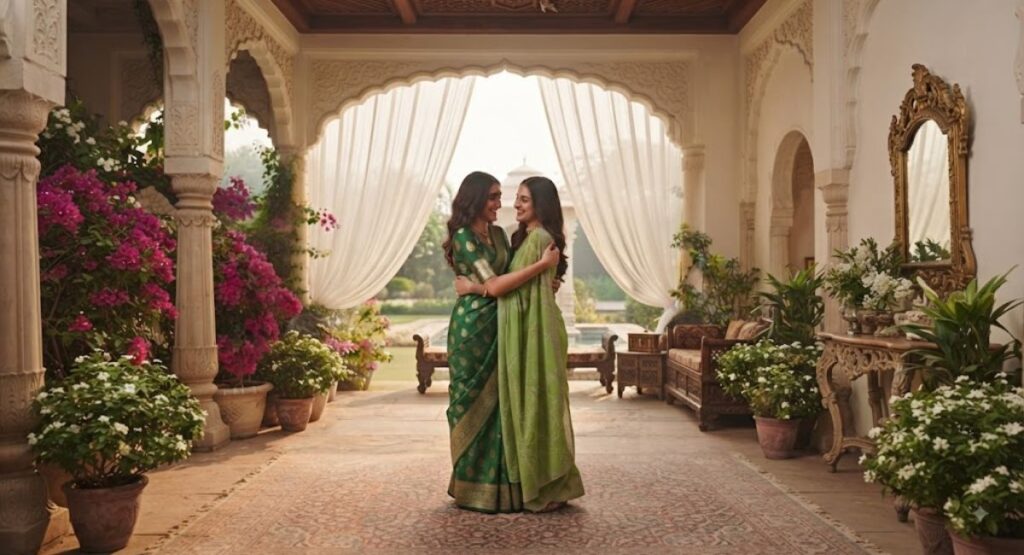 Green Saree Love Captions