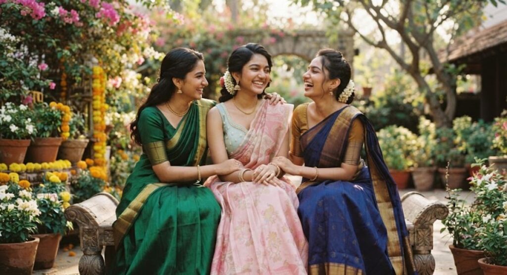 Half Saree with Friends