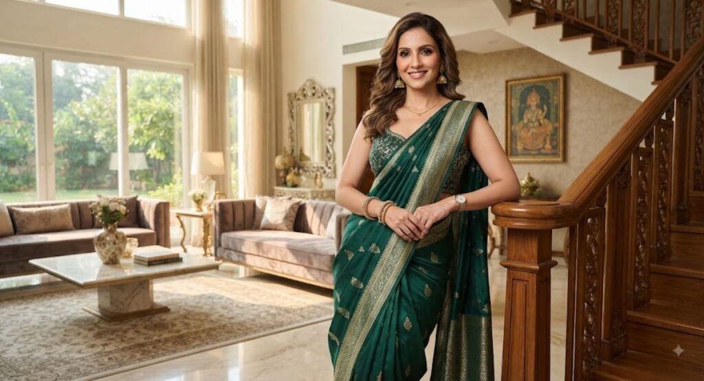 Modern Green Saree Captions for Instagram