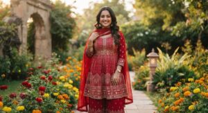 Red Kurti Captions