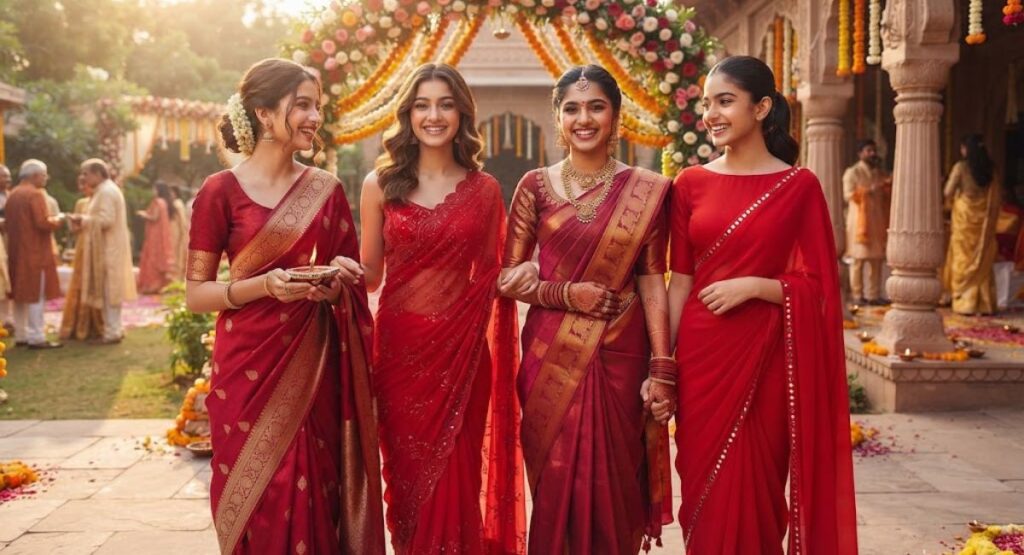 Red Saree Captions for Instagram