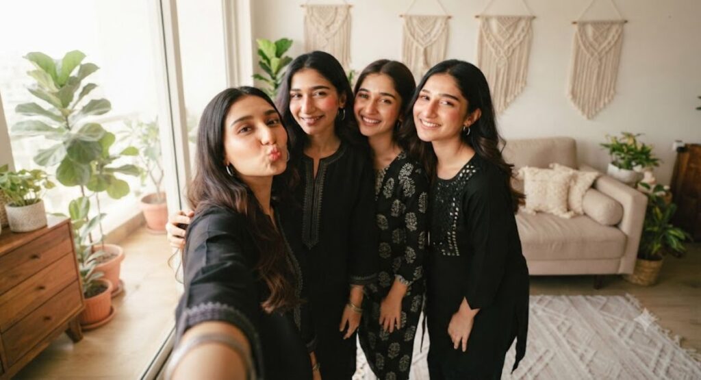 Selfie-Ready Black Kurti Captions