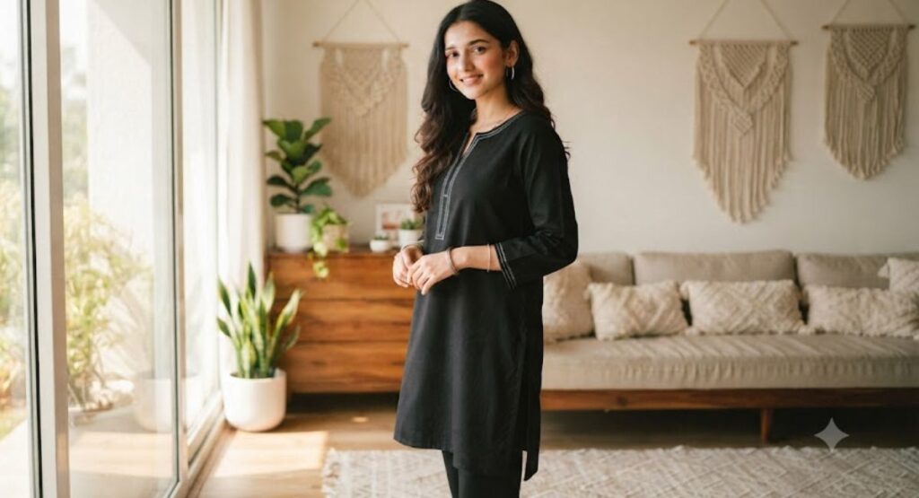 Short Black Kurti Captions