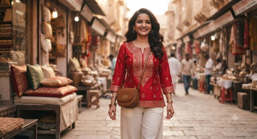Short Red Kurti Captions for Instagram