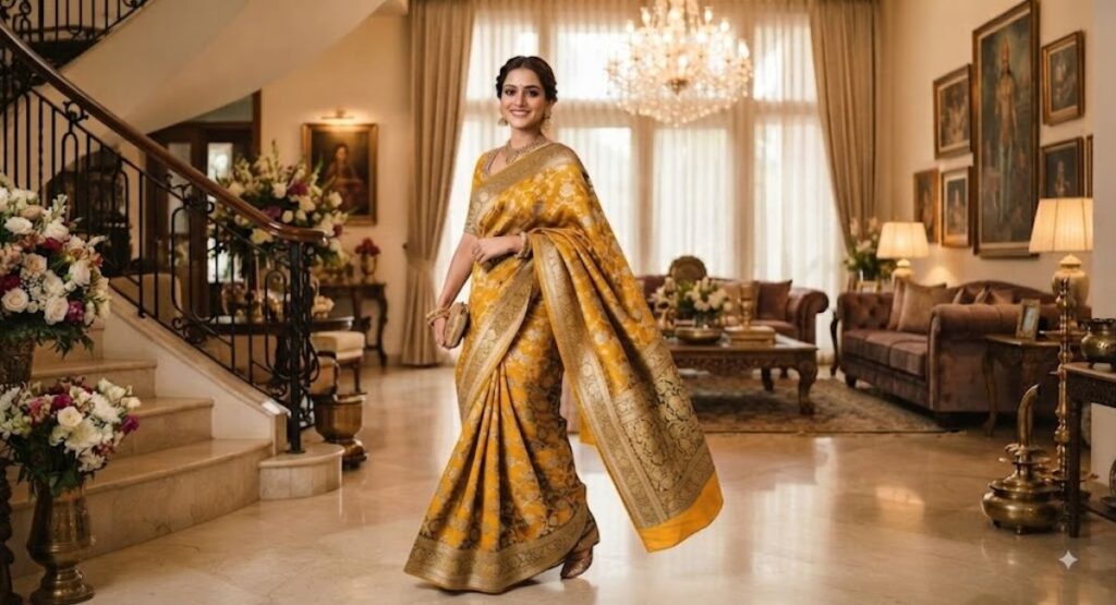 Short Yellow Saree Captions for Instagram