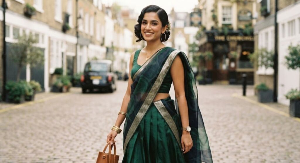 Silk Half Saree Captions