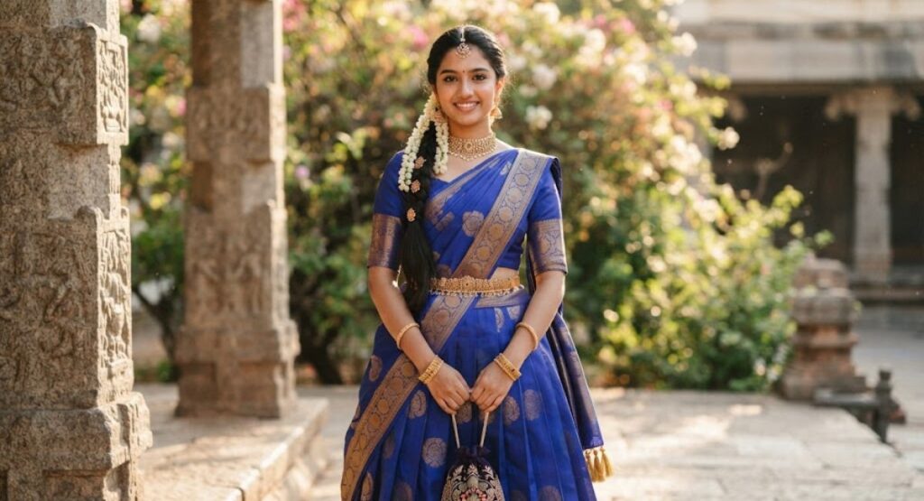Traditional Half Saree Captions
