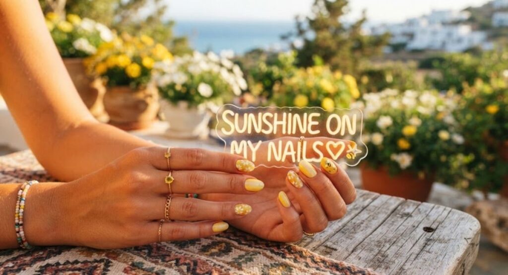 Yellow Nail Art Captions