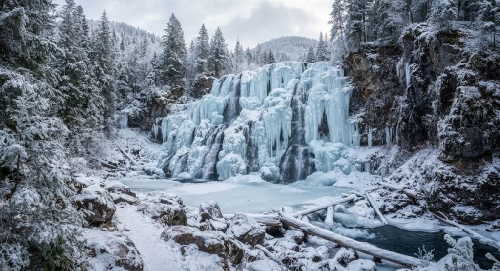 Frozen Waterfall Captions (Winter Ice Falls)