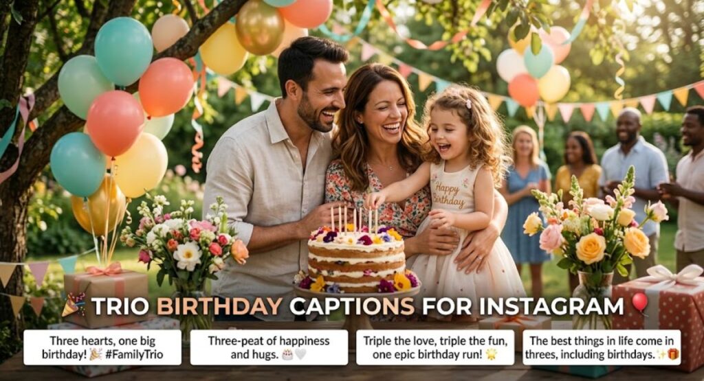 Trio Birthday Captions for Instagram